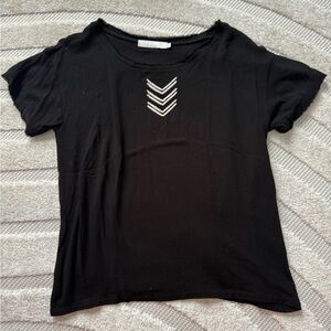 Classic Black Tee with Chevron Detail